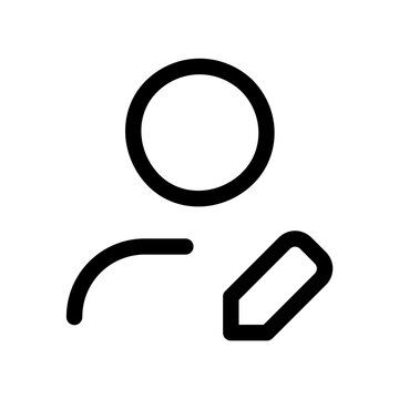 Edit user profile black line vector icon
