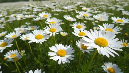 Fototapeta premium Vibrant White Daisies in a Lush Green Field