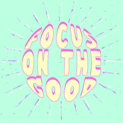 Focus on the good hand lettering with sunburst lines