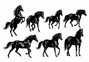 set of horses vector