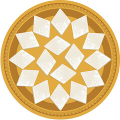Illustration of Kaju Katli on Plate 1