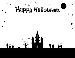 ハロウィンの怪しい館の背景素材　1