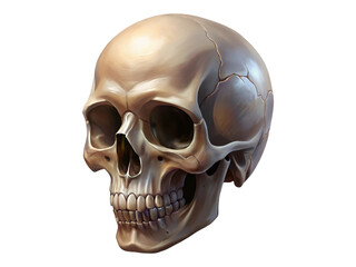 Obraz premium Realistic Human Skull Digital Painting Illustration Front Angled View Transparent Background