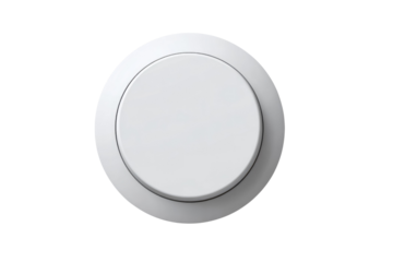A minimalist white circular button or control element, featuring a clean, layered design against a pure transparent background. Ideal for modern interfaces. background removed
