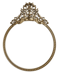 Classic golden frame with ornament decor isolated on white background