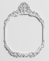 Classic frame with ornament decor on white wall