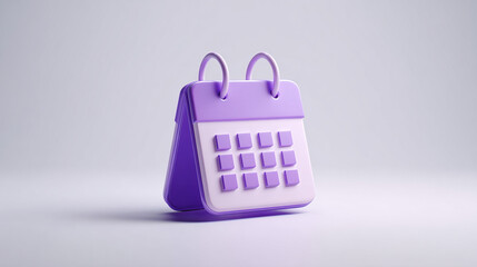 Purple Three - Dimensional Calendar on Minimalist White Background