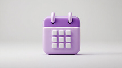 Purple Three - Dimensional Calendar on Minimalist White Background
