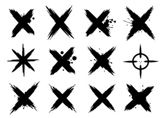 Obraz premium Bold Black X Marks and Crosshair Graffiti Style Backgrounds for Modern Design