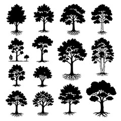 Fototapeta premium set of trees silhouettes