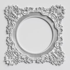 Classic frame with ornament decor on white wall
