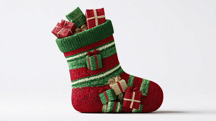 Knitted Christmas Stocking with Gifts