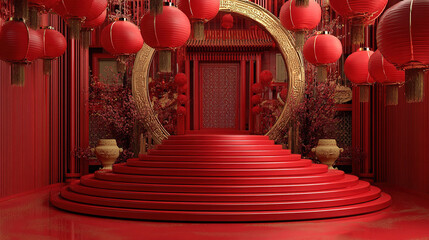 Spring Festival - Themed Chinese Palace with Red Lanterns