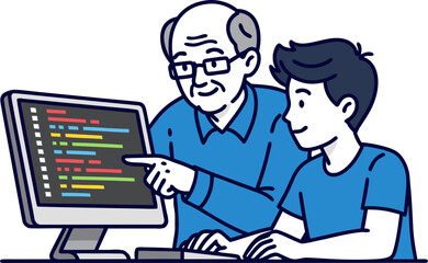 The older and younger generations are learning programming and code together. The concept of retraining and changing careers due to automation.