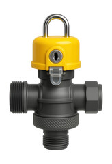 A child-safe shut-off valve with a lockable cap for family-friendly homes.