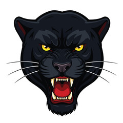 Fierce Black Panther Head with Bared Teeth