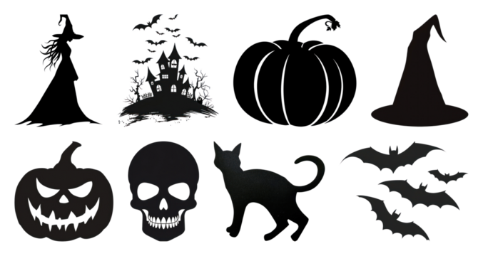 Spooky Halloween silhouette icons