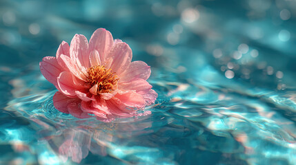 Pink Cherry Blossom on Water Surface