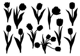 Set of black and white flowers