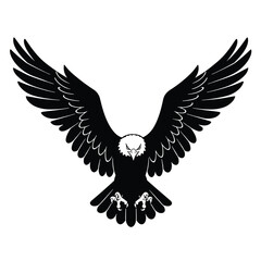 Majestic Bald Eagle in Flight with Wings Spread Wide.