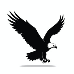 Majestic Bald Eagle in Silhouette with Wings Spread Wide.