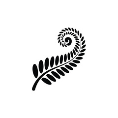 Black silhouette of a fern frond unfurling in a spiral © motiur vector artist