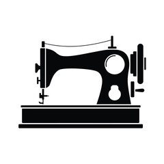 Vintage sewing machine silhouette icon