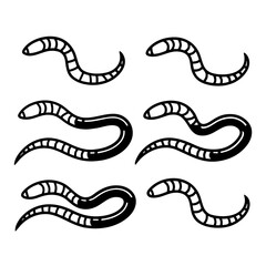 Collection of earthworm vector illustrations, perfect for educational materials