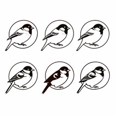 Six sparrows in circles in a seamless pattern, perfect for textile or wallpaper
