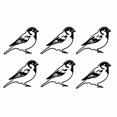 Six sparrows in a seamless pattern, perfect for textile or wallpaper design