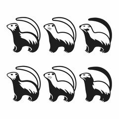 Collection of six ferret logos, each showcasing a unique design style