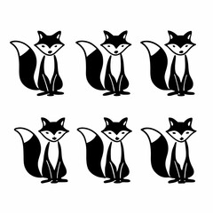 Collection of six fox icons, each featuring a bushy tail in a simple design