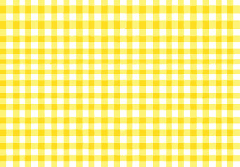 Yellow gingham checkered fabric texture background suitable for tablecloth or textile design