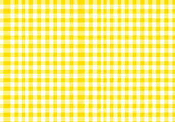 Seamless plaid pattern, yellow and blue checkered texture, gingham fabric background, repeat geometric grid design, vibrant checkerboard motif, repeating squares composition, tiled checkered wallpaper