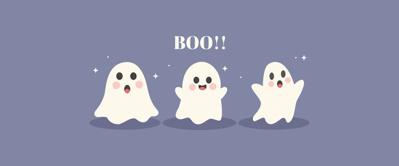 Happy Halloween Banner and greeting card design. Halloween trick or treat creative flyer template with text vector illustration