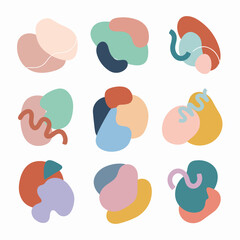 Geometric color abstract different shape sticker set. Graphic elements in minimalist style