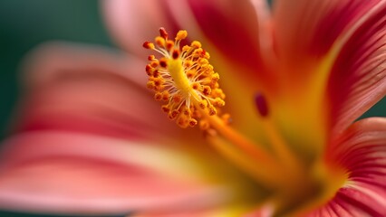 Closeup Hibiscus Flower Stamen Macro Photography