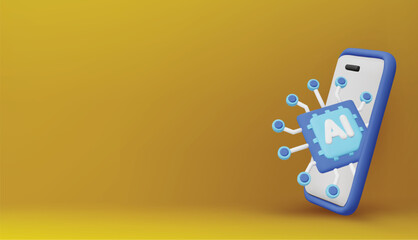 Smartphones with an integrated AI chip represent innovation in mobile computing, deep learning, and futuristic tech.