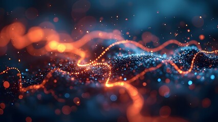 Abstract Particle Wave Background Orange Blue Glowing Energy