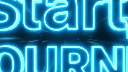 Start Your Journey Neon Text Animation with Speed Lines Effect on Black Background - Powered by Adobe
