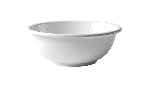A clean, white ceramic bowl with a rounded shape and a slight flared rim
