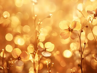 Golden Hour Flowers,  Bokeh Background Floral Photography