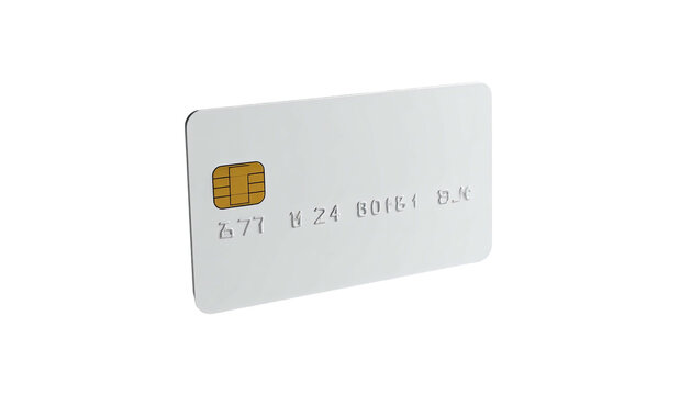 A plain, white, rectangular card with rounded edges, a chip, and small numbers