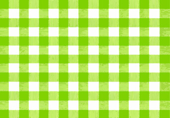 Green and white checkered gingham plaid seamless fabric pattern texture
