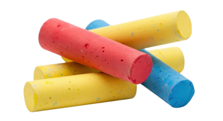 Isolated group of colorful chalk sticks stacked on top of each other education art supply