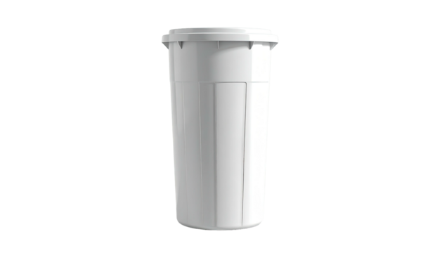 Cylindrical white object, a container, with a lid, set against a black backdrop