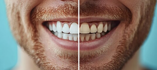 Obraz premium A Confident Smiling Face with Whitened Teeth, Showcasing Professional Tooth Whitening Results