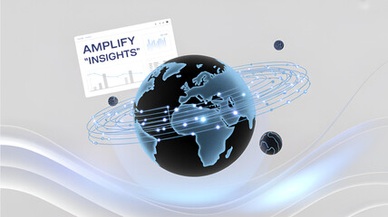 Global data insights and analytics isolated on white background