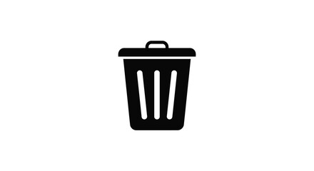 Simple black silhouette trash can icon representing waste management and recycling concepts silhouette
