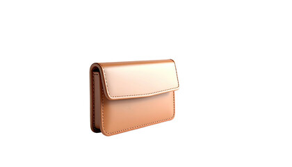 A small, light-brown, leather wallet with a flap against a black background